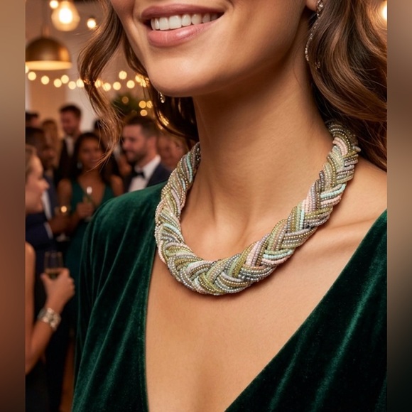 French Fashion Braided Multi-strand Beaded Collar Vintage Necklace - Picture 4 of 10